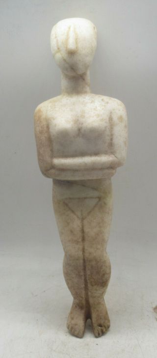 Scarce Circa 3000bce Ancient Greece Cycladic Stone Idol Pre Aegean Approx 25cm
