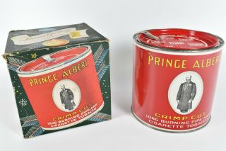 Vintage Old Stock Prince Albert Crimp Cut Tobacco Can Christmas Box