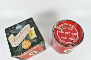Vintage Old Stock Prince Albert Crimp Cut Tobacco Can Christmas Box 2