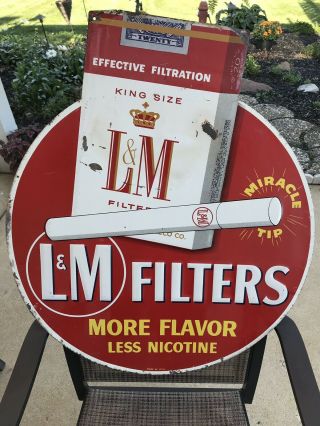 1950s / 1960s / / Vintage L&m Cigarette Embossed Tin Advertising Sign