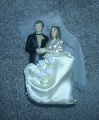 Vintage Bride And Groom Wedding Cake Topper 
