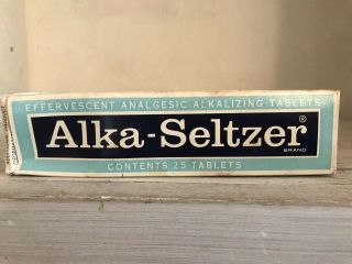 Vintage Alka - Seltzer Tablets Glass Medicine Bottle Near Full