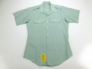 Vintage Us Army Green Ctn/poly Ag - 415 Short Sleeve Durable Press Shirt 15 1/2