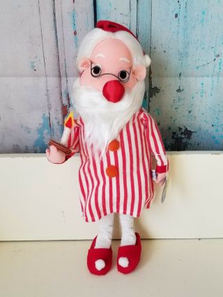 Vintage Santa Claus Dream Doll Plush Doll R Dakin Pajamas Slippers Candle