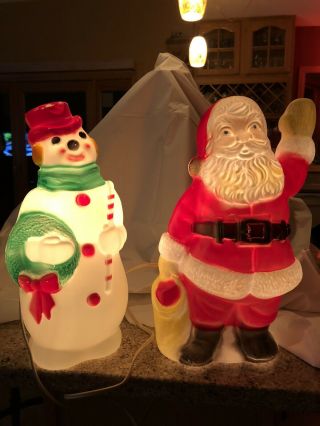 Vintage Mold Santa And Snowman 13 "