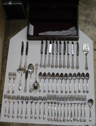 Reed And Barton Spanish Baroque 54 Piece Sterling Flatware W/ Case