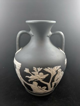 Antique 1840s Rare Wedgwood Black Jasperware Portland Vase Greek