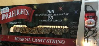 Vintage Mr.  Christmas Jinglelights Musical 100 Light String Set Santa Claus