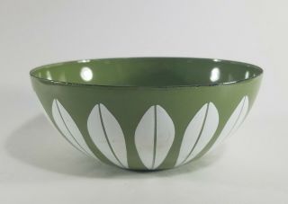 Vintage Mcm Cathrineholm White On Green Lotus Bowl,  5.  5 ",  5 1/2 "