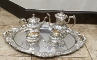 Francis I By Reed And Barton Sterling Silver Tea Set 4 Pc.  W/ Sterling Tray