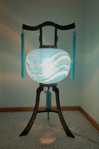 Japanese Electric Paper Lantern Spinning Lamp Vintage Obon