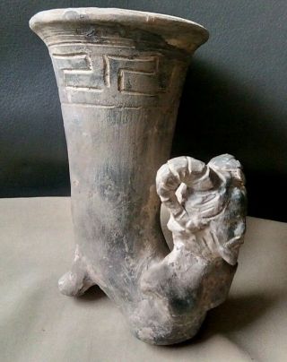 Rare Ancient Greek Roman Terracotta Drinking Rhyton Divinity Unique