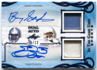2019 Leaf In The Game Barry Sanders Emmitt Smith Autograph 2x Jersey Auto /12