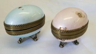 Vintage Evans Art Deco Enamel Egg Table Lighter Blue And Pink Collectible