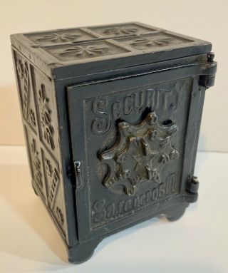 Antique Security Safe Deposit Cast Iron Coin Bank Kyser & Rex 100 3