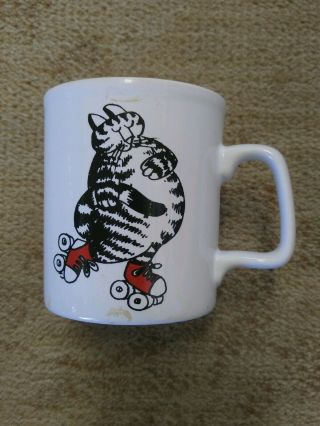 Vintage Kliban Cat Rollerskates Coffee Cup Mug Kiln Craft Staffordshire England
