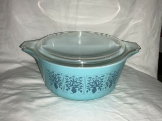 Pyrex Saxony Tree Of Life 2 1/2 Qt Covered Casserole & Lid 475 - B Vintage Promo