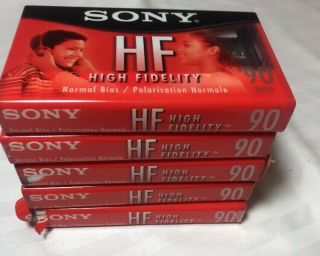 5 Sony Hf 90 Minute Blank Audio Cassette Tapes High Fidelity Normal Bias