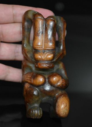 Good Chinese " Hong Shan " Culture Old Jade Carved " Sun God " Figure H 12.  0 Cm