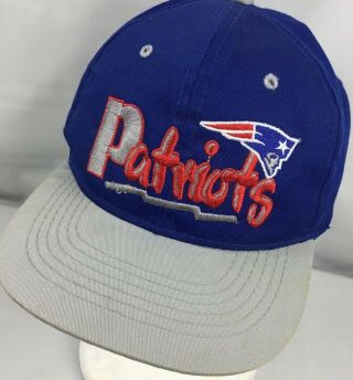 Vintage England Patriots Hat Cap Snapback Nfl Youth One Size Blue 90s Retro