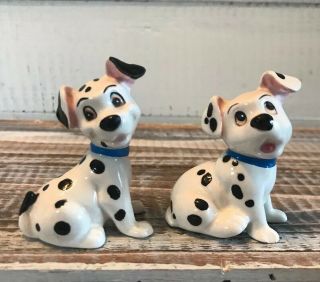 Set 2 Vintage Walt Disney 101 Dalmatians Ceramic Puppy Figurines Rolly Dipstick