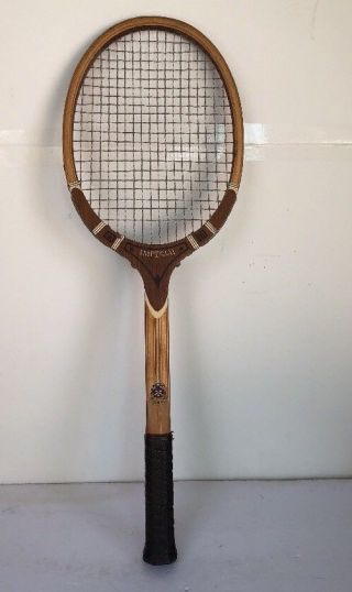 Tennis,  Vintage Tad Davis Imperial Wooden Tennis Racquet Racket 4m Made In Usa