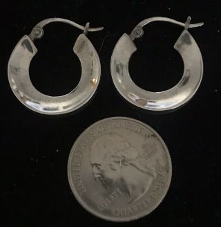 Vintage Simple Thick 925 Sterling Silver Hoop Hoops Earrings