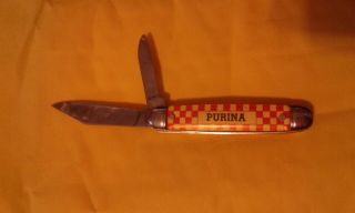 PURINA ADVERTISING POCKET KNIFE BY BAYES - VINTAGE USA MADE 2 Blade 3