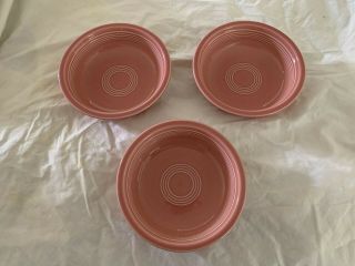 Vintage Retired Set Of 3 Rose Pink Fiestaware Cereal Pasta Bowls Hlc Fiesta 7 "