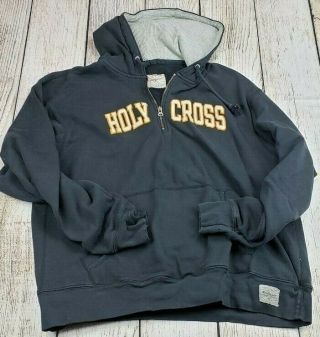 90s Vintage Champion Fieldhouse Xl 1/4 Zip Holy Cross Hoodie Embroidered