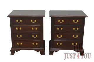 Pair Stickley Solid Mahogany Bedside Tables Nightstands