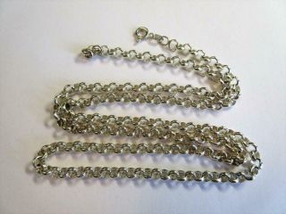 Vintage Sterling Silver 24 " Long Belcher Link Necklace,  Chain - 25g