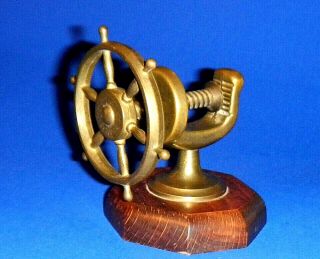 Vintage Solid Brass & Walnut Nautical Ships Wheel Nut Cracker Kitchen Tools