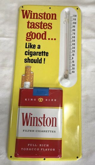 Vintage 1950’s Winston Cigarettes And Tobacco Products Thermometer