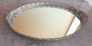 Vintage Fillegree Hollywood Regency Vanity Dresser Mirror Tray Mcm 11 " X 16 "