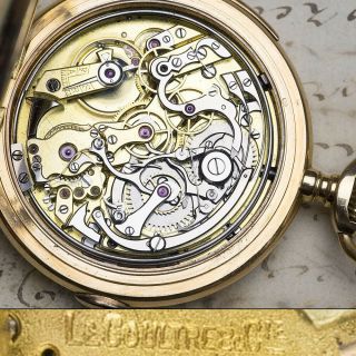 Lecoultre Hi Grade Minute Repeater Chronograph Gold Repeating Pocket Watch
