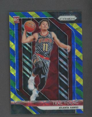 2018 - 19 Panini Prizm Green Blue Yellow 78 Trae Young Hawks Rc Rookie