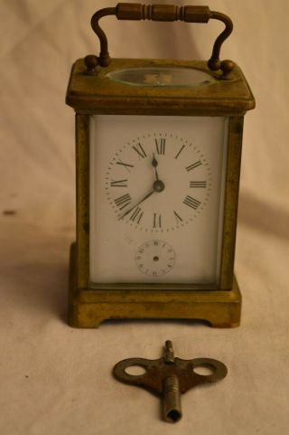 Antique French Brass Carriage Clock Alarm Bevelled Glass Repeater Parts Repair