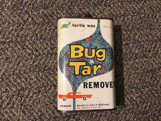 Vintage Turtle Wax Bug & Tar Remover Tin Can 1968 Car Wash Gas Service Station