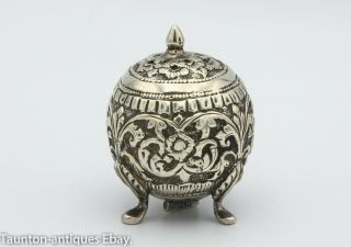 Small Antique Indian/ Persian Kutch Silver Salt Chased Pattern C.  1910