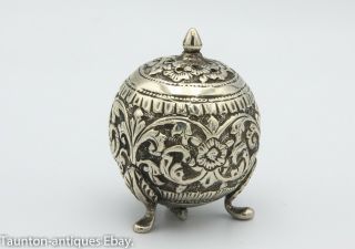 Small antique Indian/ Persian Kutch silver salt chased pattern c.  1910 2