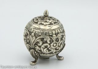 Small antique Indian/ Persian Kutch silver salt chased pattern c.  1910 3