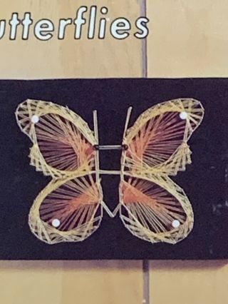 Vintage Hazels Kaboodles Butterflies String Art Kit.  70s Deco Retro 2