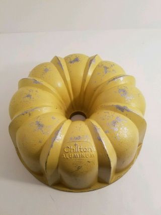 Vintage Harvest Gold Yellow Chilton Aluminum Bundt Pan Jello Cake Baking Pan
