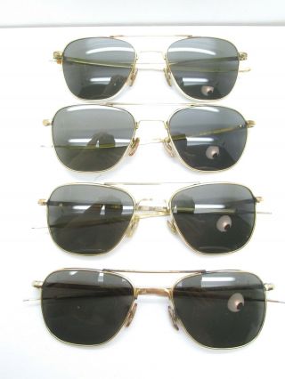 Vintage Set Of 4 Welsh 1/10 12k Gf Gold Filled Aviator Sunglasses 52mm G185