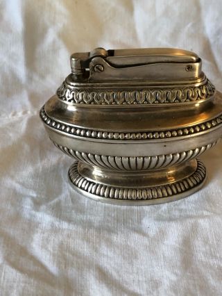 Vintage 1950 ' s Ronson Queen Anne table lighter Sterling silver plated 3