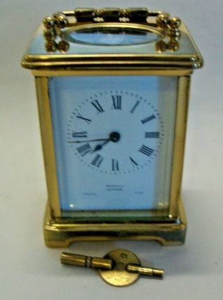 Early 20th Century Brass Cased Carriage Clock With Key By Rowell Oxford