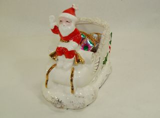 Napco Santa Claus On Christmas Sleigh Gift /plant Holder Vintage Japan Ceramics