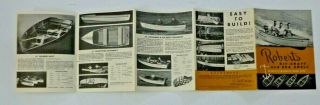 Vtg 1953 Roberts Kit - Craft & Sea Shell Boat Kit Fold - Out Brochure W/ Price List