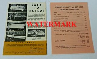 Vtg 1953 Roberts Kit - Craft & Sea Shell Boat Kit Fold - Out Brochure W/ Price List 3